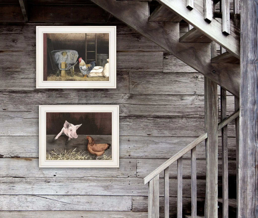 Set Of Two Bacon and Eggs 1 White Framed Print Wall Art - Homeroots - Flyclothing LLC