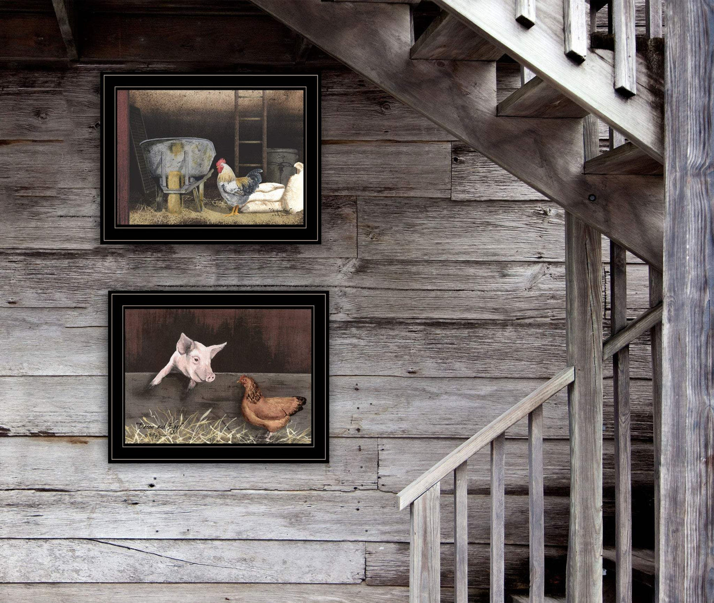 Set Of Two Bacon and Eggs 2 Black Framed Print Wall Art - Homeroots - Flyclothing LLC
