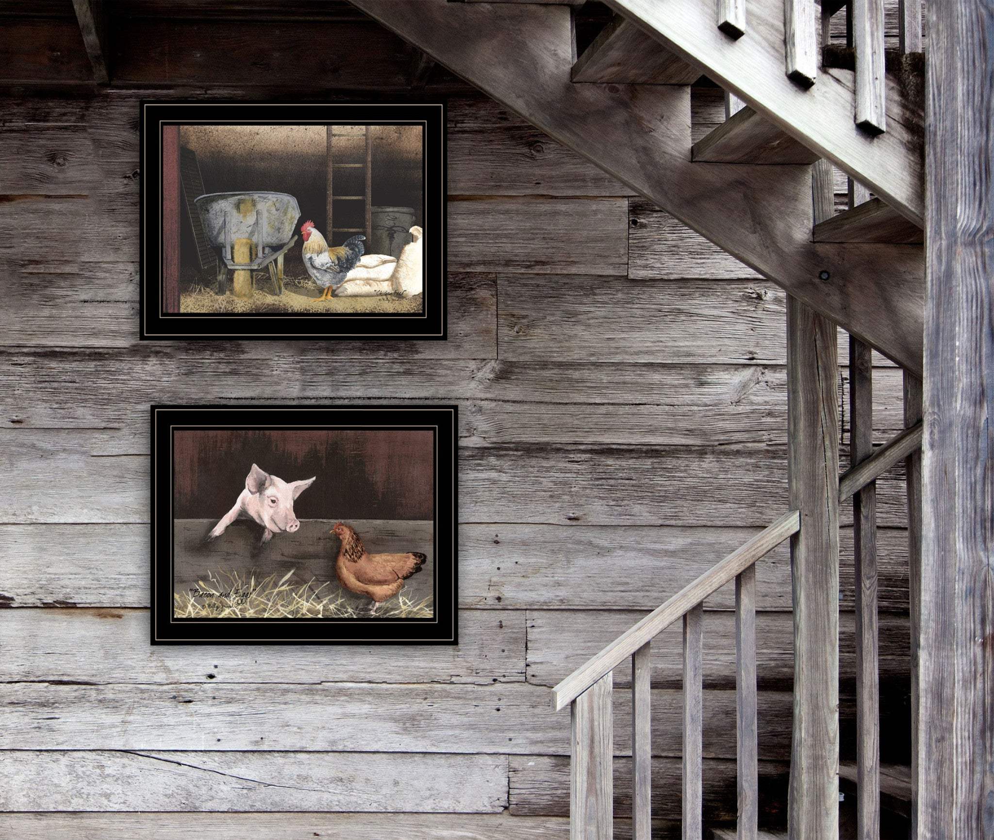 Set Of Two Bacon and Eggs 2 Black Framed Print Wall Art - Homeroots - Flyclothing LLC