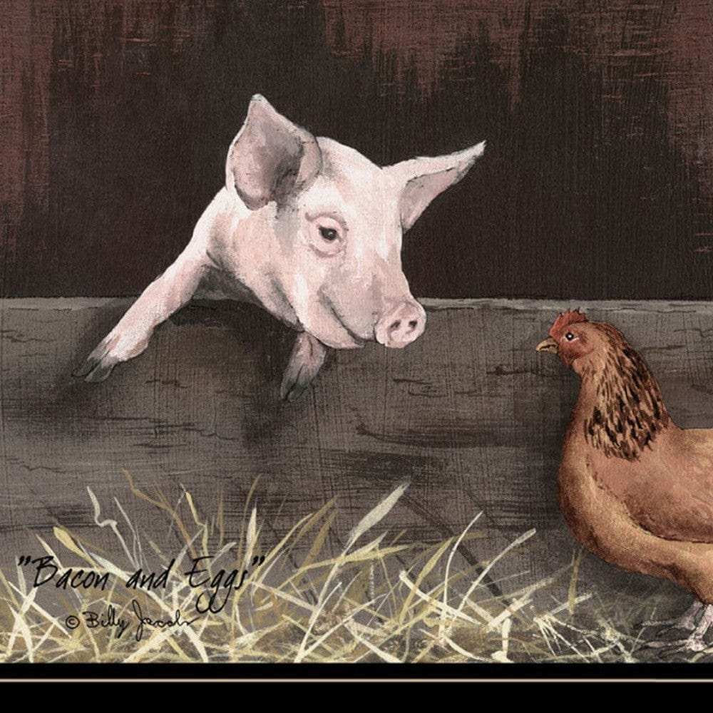 Set Of Two Bacon and Eggs 2 Black Framed Print Wall Art - Homeroots - Flyclothing LLC