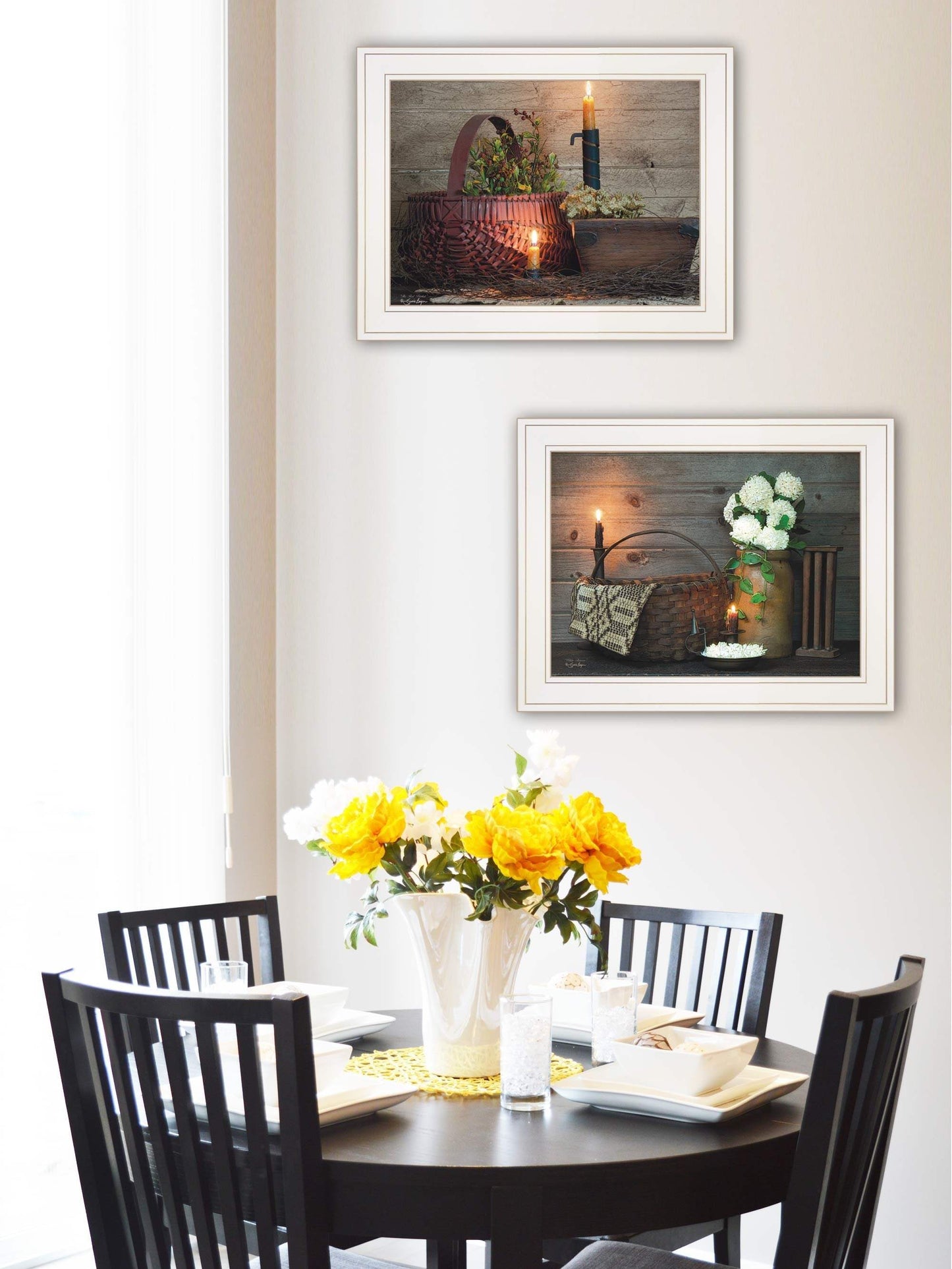 Set Of Two White or Red baskets 1 White Framed Print Wall Art - Homeroots - Flyclothing LLC