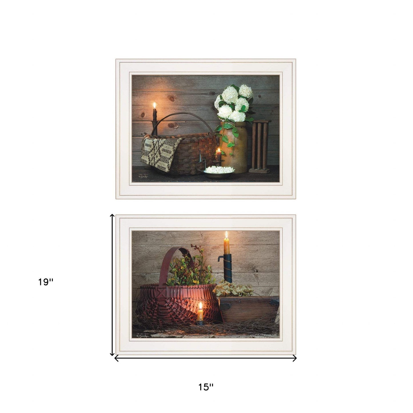 Set Of Two White or Red baskets 1 White Framed Print Wall Art - Homeroots - Flyclothing LLC