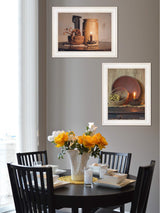 Set Of Two Red Bowl or Bittersweet Basket 1 White Framed Print Wall Art - Homeroots - Flyclothing LLC