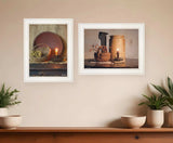 Set Of Two Red Bowl or Bittersweet Basket 1 White Framed Print Wall Art - Homeroots - Flyclothing LLC