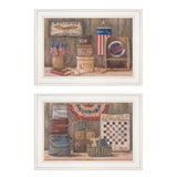 Set Of Two God Bless or Sweet Land 1 White Framed Print Wall Art - Homeroots