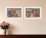 Set Of Two God Bless or Sweet Land 1 White Framed Print Wall Art - Homeroots