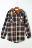 Plaid Button Up Long Sleeve Hooded Jacket - Trendsi - Flyclothing LLC