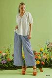 Umgee Linen Blend Striped Wide Leg Pants - Trendsi - Flyclothing LLC