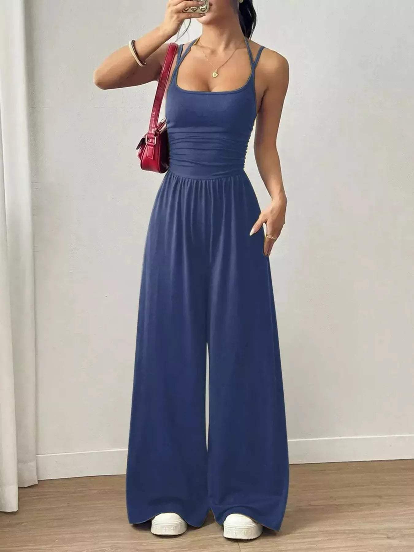 Spaghetti Strap Wide Leg Jumpsuit - Trendsi - Flyclothing LLC