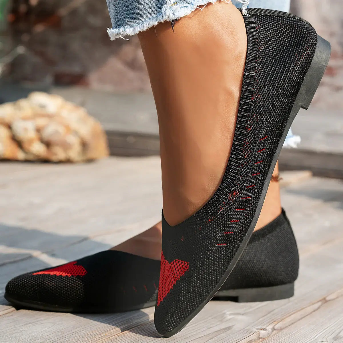 Mesh Point Toe Flat Slip-Ons - Trendsi - Flyclothing LLC