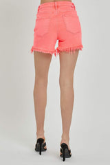 RISEN Raw Hem Asymmetrical Waist Denim Shorts - Trendsi - Flyclothing LLC