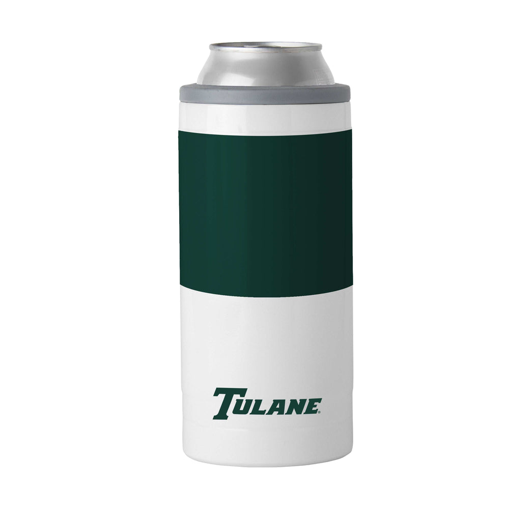 Tulane 12oz Colorblock Slim Can Coolie - Logo Brands - Flyclothing LLC