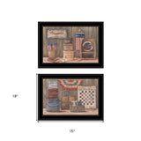 Set Of Two God Bless or Sweet Land 2 Black Framed Print Wall Art - Homeroots - Flyclothing LLC