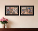 Set Of Two God Bless or Sweet Land 2 Black Framed Print Wall Art - Homeroots