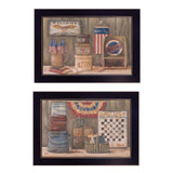 Set Of Two God Bless or Sweet Land 3 Black Framed Print Wall Art - Homeroots