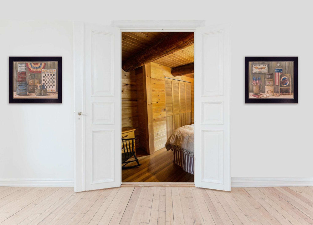 Set Of Two God Bless or Sweet Land 3 Black Framed Print Wall Art - Homeroots - Flyclothing LLC