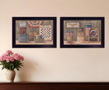 Set Of Two God Bless or Sweet Land 3 Black Framed Print Wall Art - Homeroots
