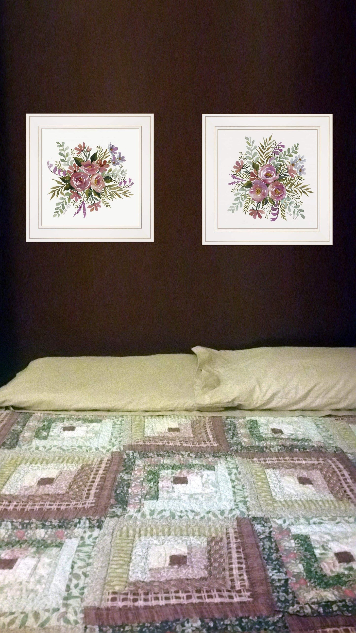 Set Of Two Floral Spray I and II White Framed Print Wall Art - Homeroots - Flyclothing LLC