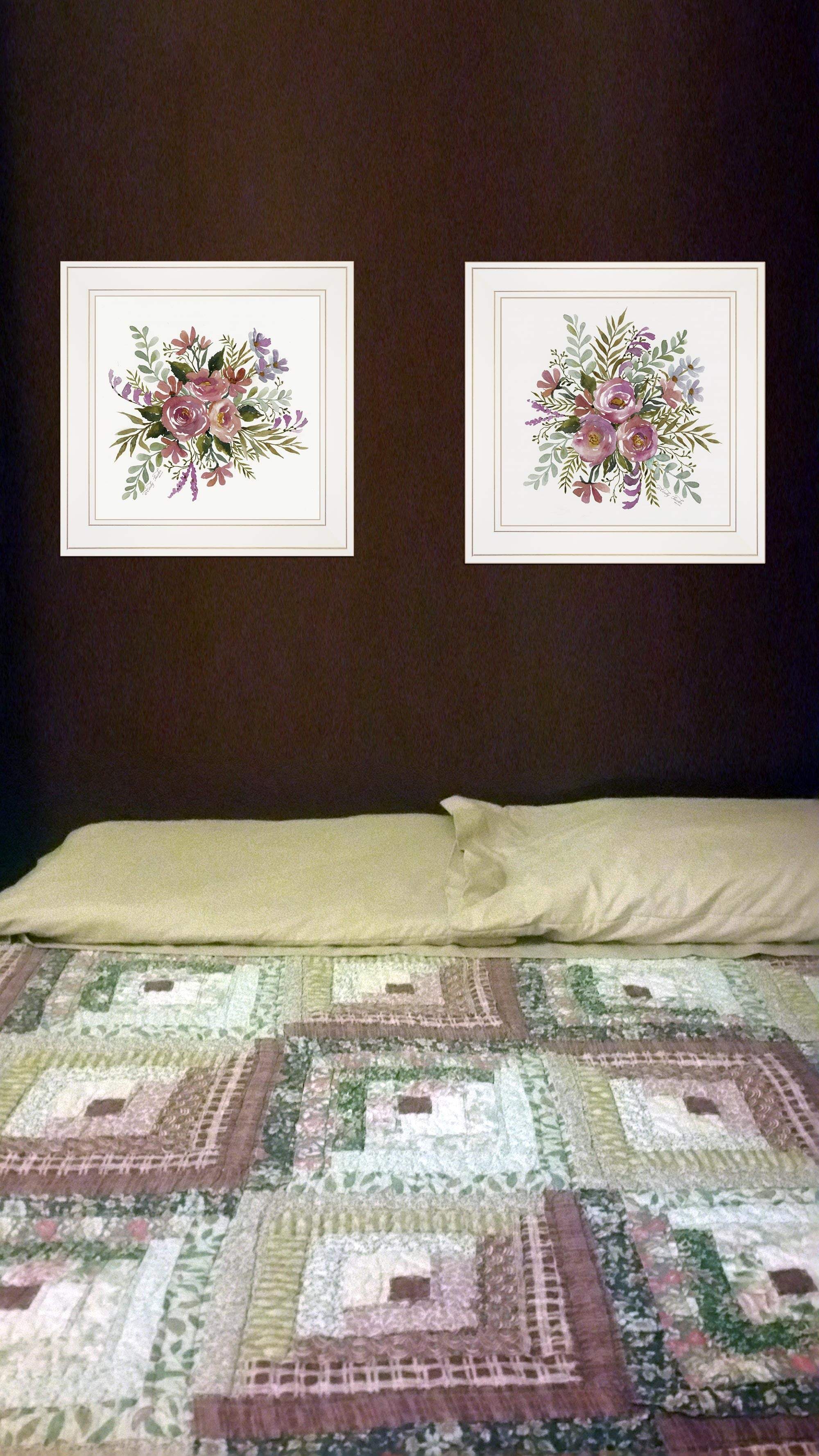 Set Of Two Floral Spray I and II White Framed Print Wall Art - Homeroots - Flyclothing LLC