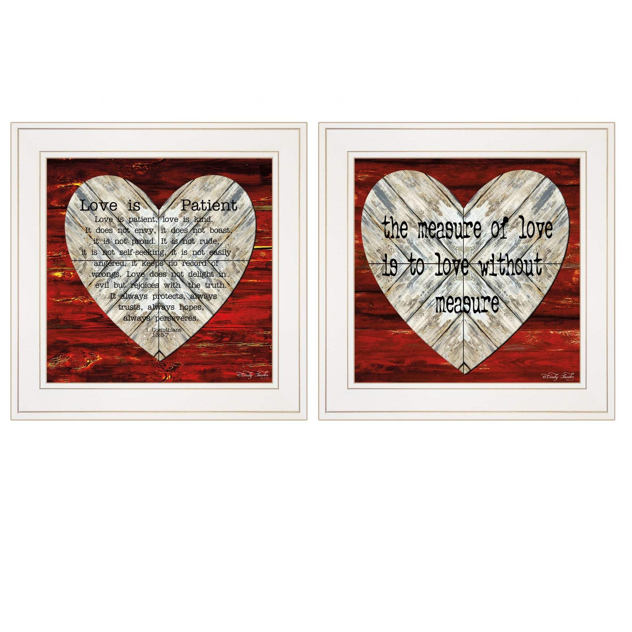 Set Of Two Love is Patient or Measure 1 White Framed Print Wall Art - Homeroots - Flyclothing LLC
