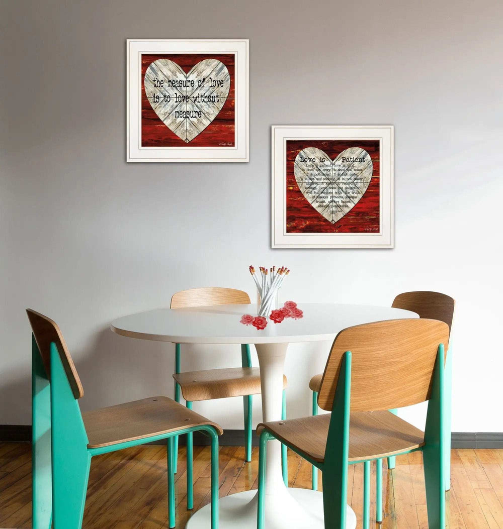 Set Of Two Love is Patient or Measure 1 White Framed Print Wall Art - Homeroots - Flyclothing LLC