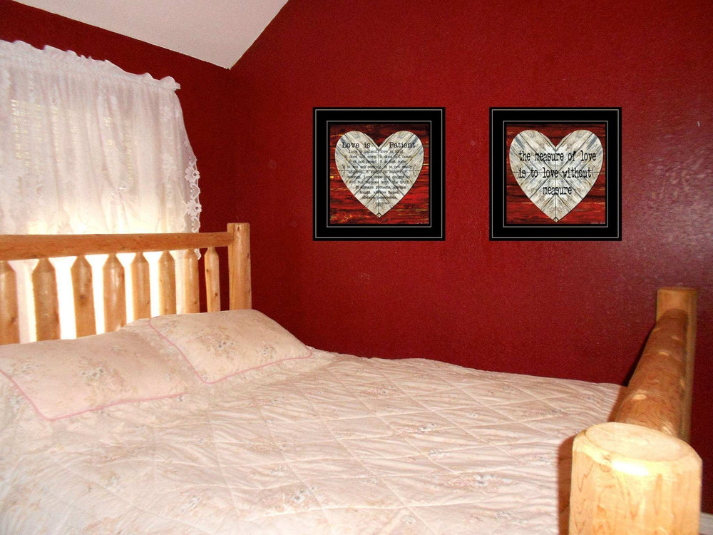 Set Of Two Love is Patient or Measure 2 Black Framed Print Wall Art - Homeroots - Flyclothing LLC