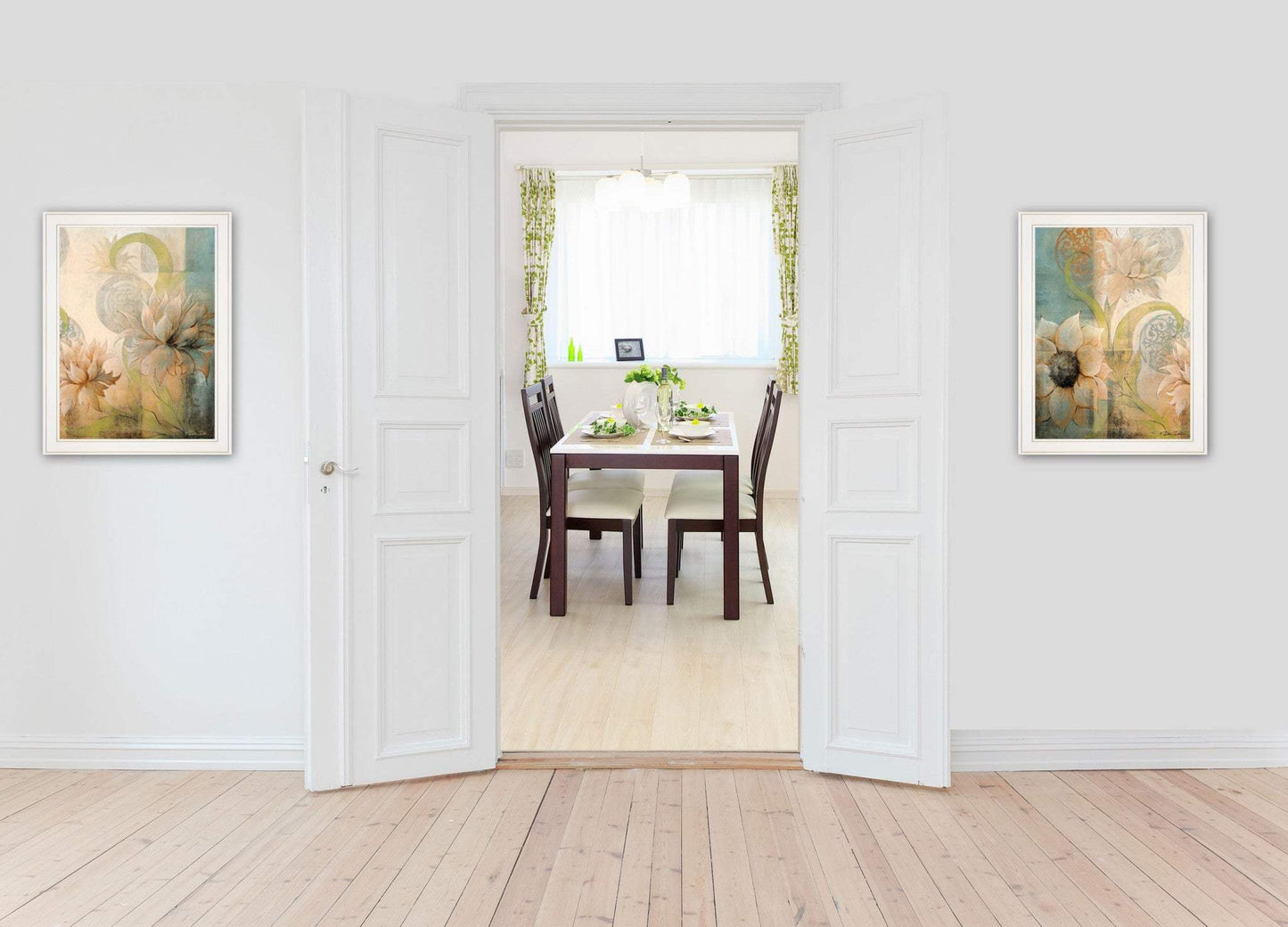 Set Of Two Meandering Flowers I and II 1 White Framed Print Wall Art - Homeroots - Flyclothing LLC