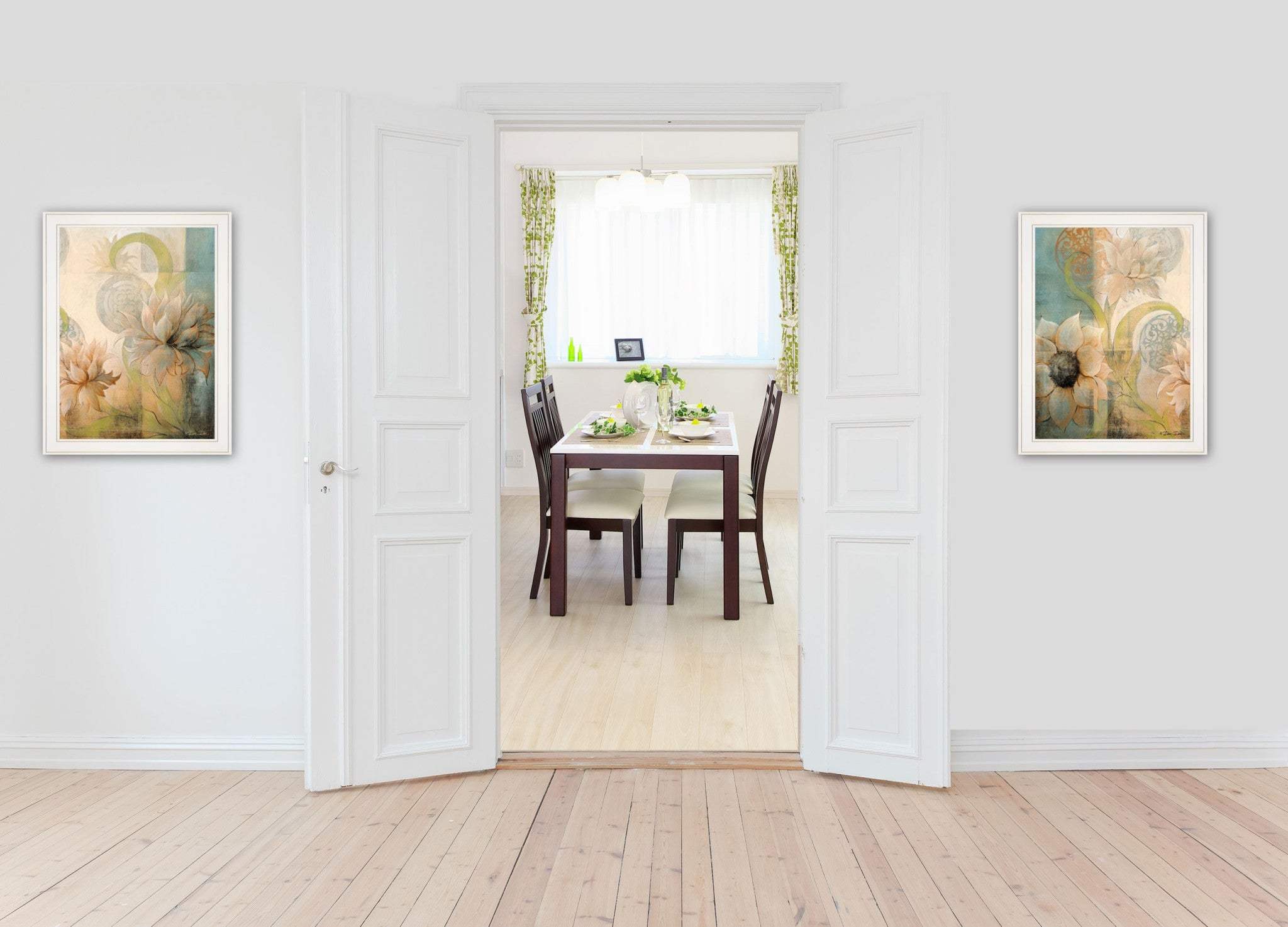 Set Of Two Meandering Flowers I and II 1 White Framed Print Wall Art - Homeroots - Flyclothing LLC