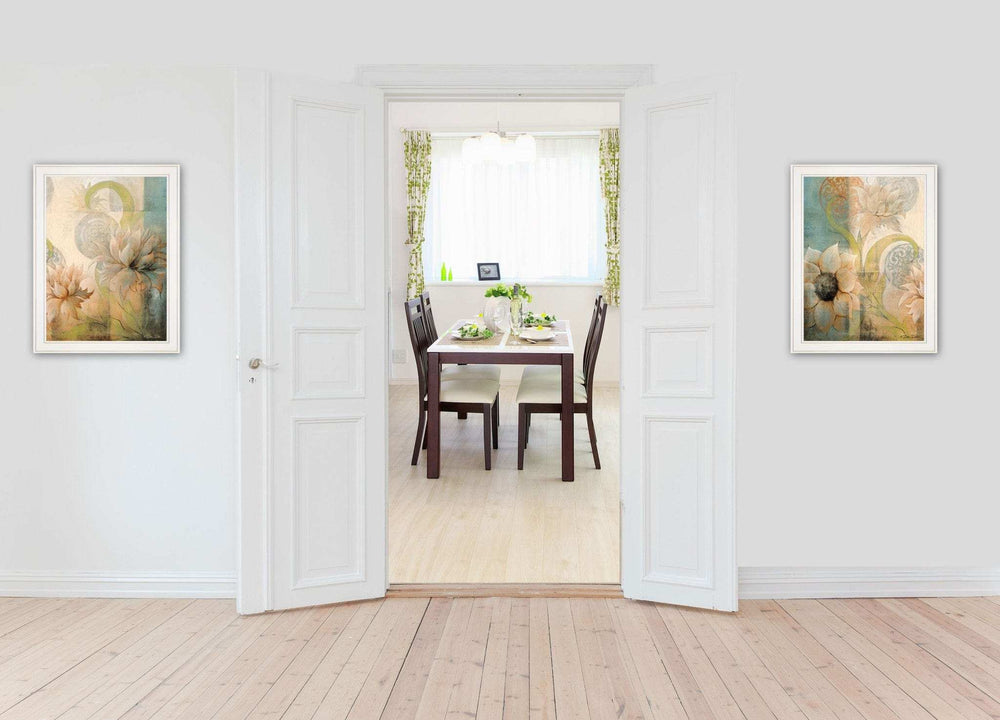 Set Of Two Meandering Flowers I and II 1 White Framed Print Wall Art - Homeroots - Flyclothing LLC