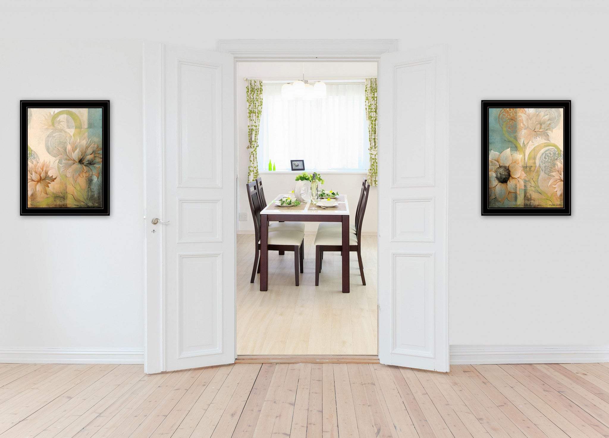 Set Of Two Meandering Flowers I and II 2 Black Framed Print Wall Art - Homeroots - Flyclothing LLC
