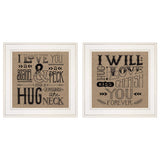 Set Of Two Hugs or Forever 1 White Framed Print Wall Art - Homeroots - Flyclothing LLC