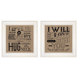 Set Of Two Hugs or Forever 1 White Framed Print Wall Art - Homeroots