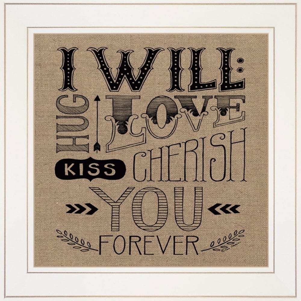 Set Of Two Hugs or Forever 1 White Framed Print Wall Art - Homeroots - Flyclothing LLC