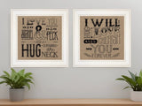 Set Of Two Hugs or Forever 1 White Framed Print Wall Art - Homeroots