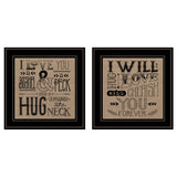 Set Of Two Hugs or Forever 2 Black Framed Print Wall Art - Homeroots - Flyclothing LLC