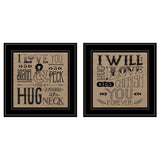 Set Of Two Hugs or Forever 2 Black Framed Print Wall Art - Homeroots