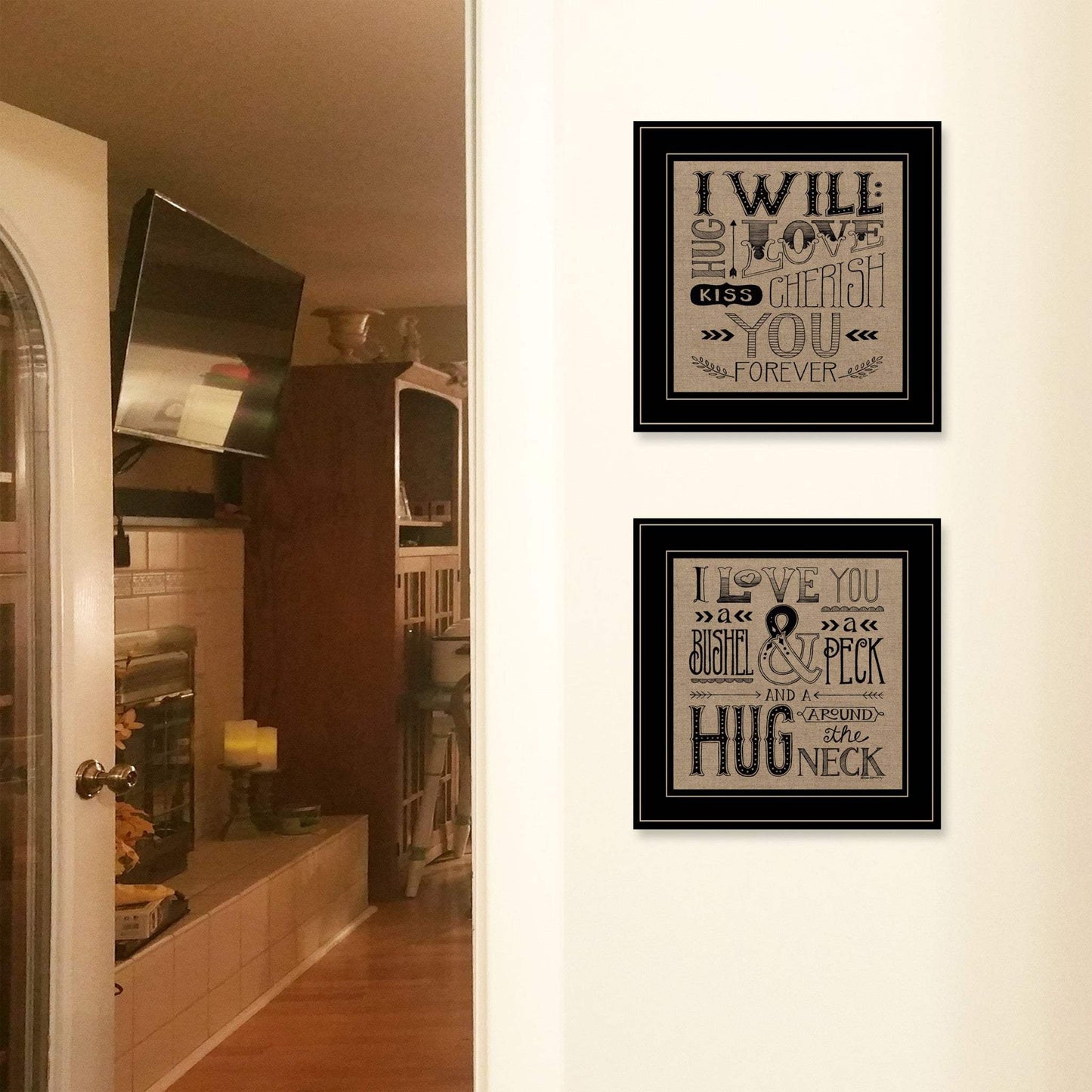 Set Of Two Hugs or Forever 2 Black Framed Print Wall Art - Homeroots - Flyclothing LLC