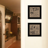 Set Of Two Hugs or Forever 2 Black Framed Print Wall Art - Homeroots - Flyclothing LLC