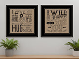 Set Of Two Hugs or Forever 2 Black Framed Print Wall Art - Homeroots