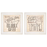 Set Of Two Soak and Unwind 2 White Framed Print Bathroom Wall Art - Homeroots - Flyclothing LLC