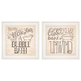Set Of Two Soak and Unwind 2 White Framed Print Bathroom Wall Art - Homeroots
