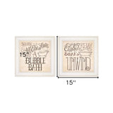 Set Of Two Soak and Unwind 2 White Framed Print Bathroom Wall Art - Homeroots - Flyclothing LLC