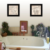 Set Of Two Soak and Unwind 3 Black Framed Print Bathroom Wall Art - Homeroots