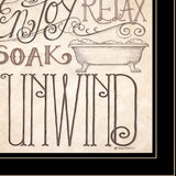 Set Of Two Soak and Unwind 3 Black Framed Print Bathroom Wall Art - Homeroots