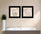 Set Of Two Soak and Unwind 3 Black Framed Print Bathroom Wall Art - Homeroots - Flyclothing LLC