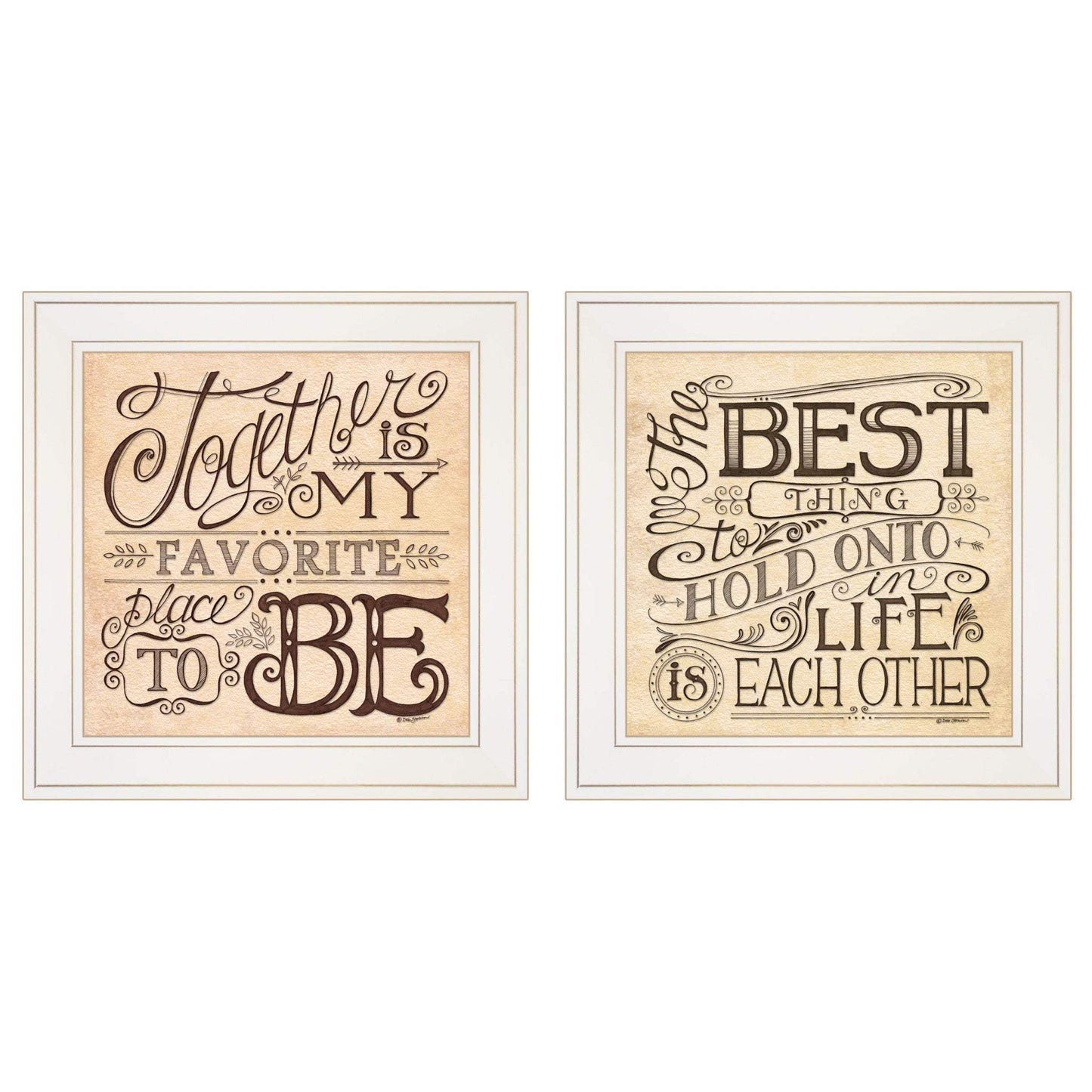 Set Of Two Together or Each Other 1 White Framed Print Wall Art - Homeroots - Flyclothing LLC