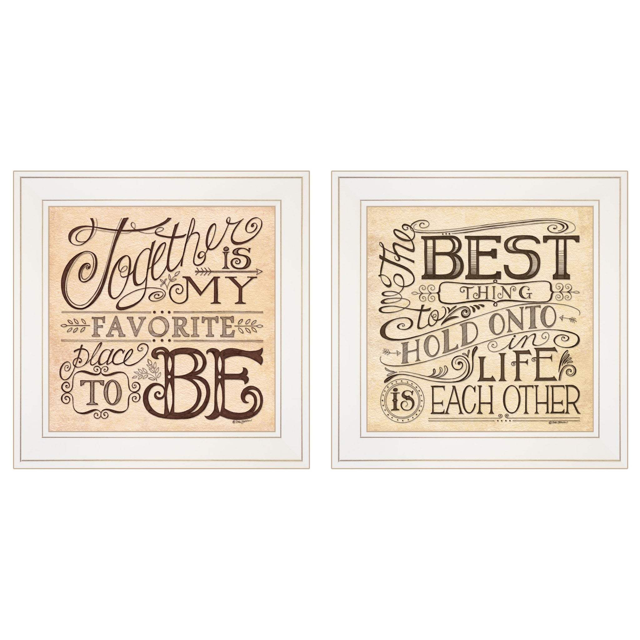 Set Of Two Together or Each Other 1 White Framed Print Wall Art - Homeroots - Flyclothing LLC