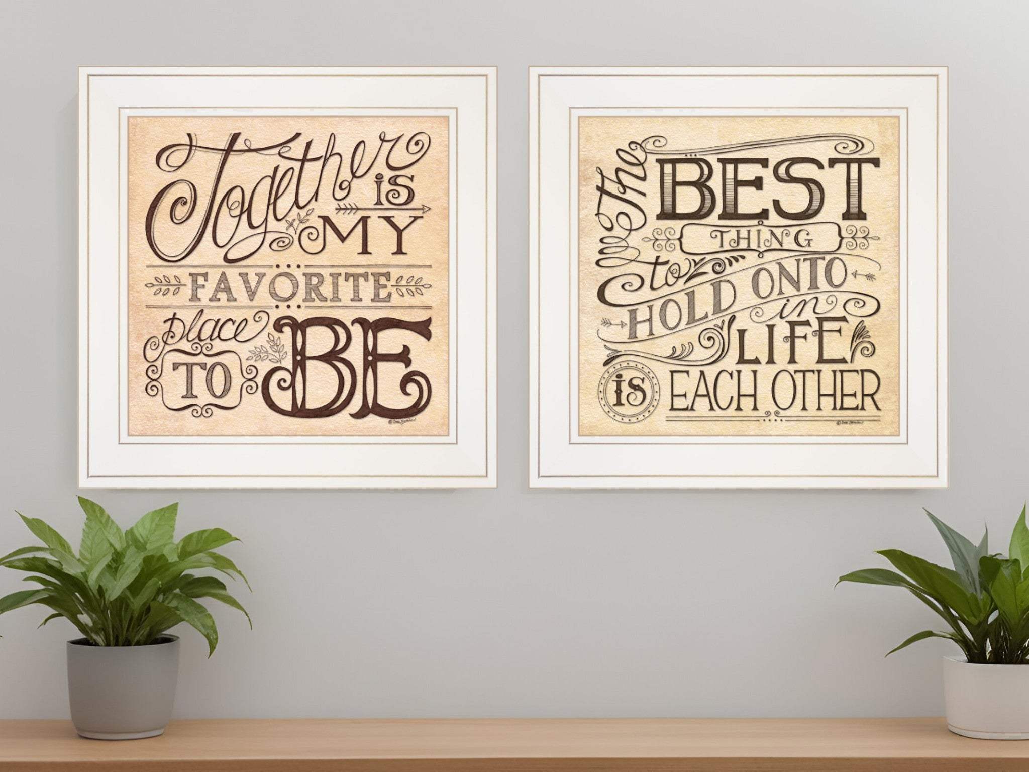Set Of Two Together or Each Other 1 White Framed Print Wall Art - Homeroots - Flyclothing LLC