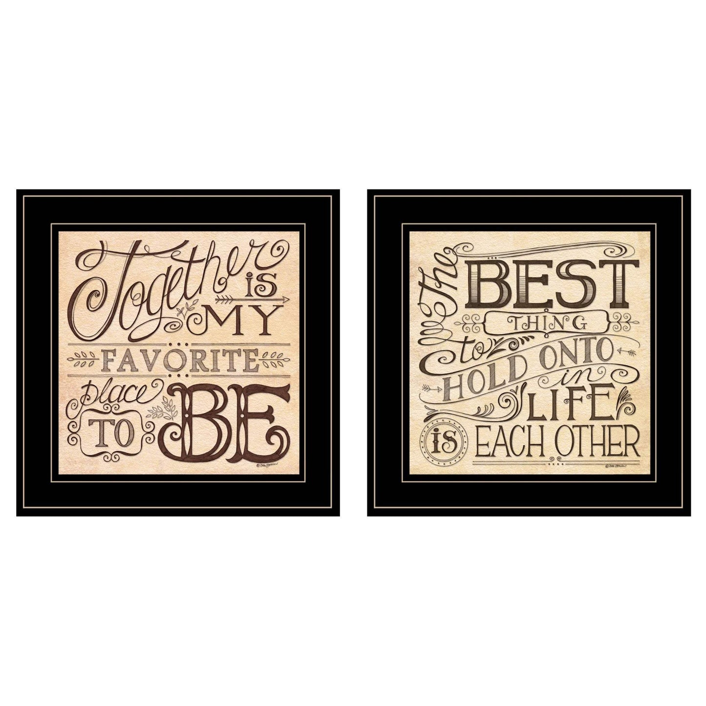 Set Of Two Together or Each Other 2 Black Framed Print Wall Art - Homeroots - Flyclothing LLC