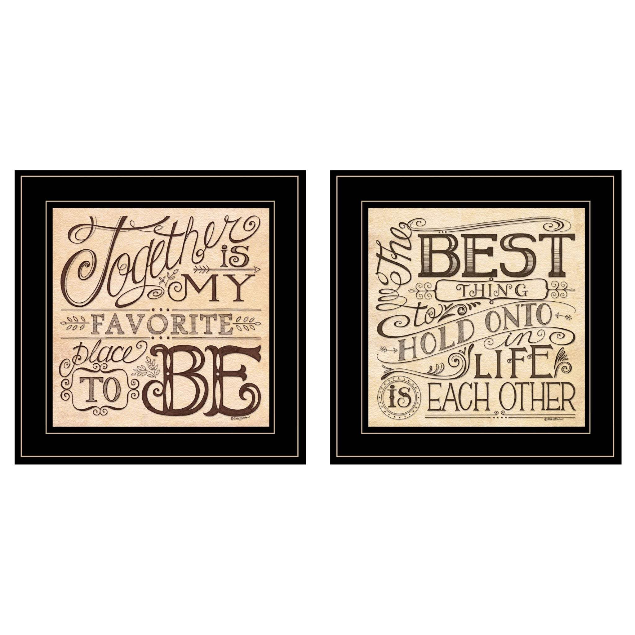 Set Of Two Together or Each Other 2 Black Framed Print Wall Art - Homeroots - Flyclothing LLC
